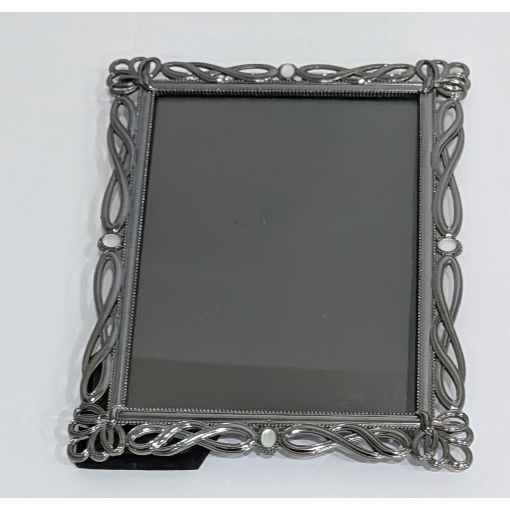 Vintage Elsa L Inc 4x6 Silver Tone Ornate Scroll Filigree Metal Photo Frame